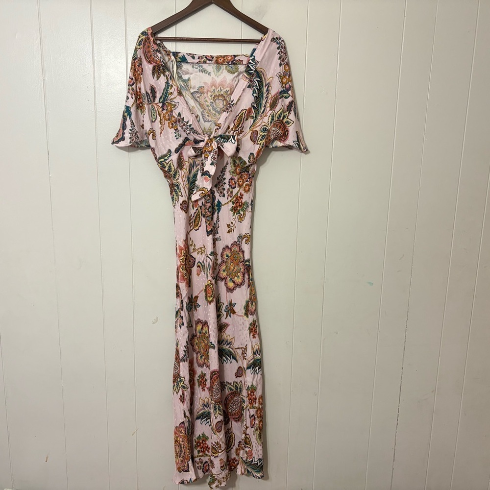 Kachel x Anthropologie Floral Flutter Sleeve Midi Dress Pink Romantic Boho Size - Picture 9 of 16